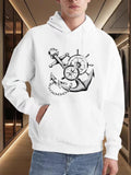 Men's Hoodie Classic Nautical Emblems With Rope Among Bold Marine Motifs Anchor