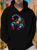 Men's Hoodie Vivid Neon Splash Colors On Striking Lifelike Detailed Fierce Scorpion