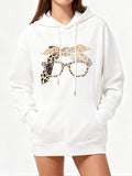 Women's Hoodie Trendy Animal Print Glasses With Leopard Pattern Highlighting Sunglasses