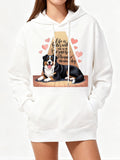 Women's Hoodie Life Was Better With Smiling Bernese Mountain Dog And Pink Hearts