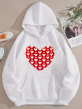 Men's Hoodie Red Hearts Pattern In Layered Cluster Forming Large Heart Shape