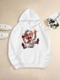 Women's Hoodie Playful Cartoon Elderly Woman With Glasses And A Wine Glass