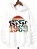 Men's Hoodie Vintage 1969 Retro Striped Colors With Bold Lettering Under Sun