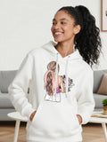 Women's Hoodie Long Braided Hair Woman Holding Flowers White Background Hoodie