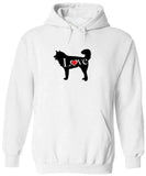 Men's Hoodie Love With Black Dog Silhouette And Red Heart Under White Light