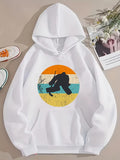 Men's Hoodie Grunge Retro Sunset With Skater Among Colored Stripes Silhouette