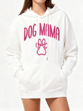 Women's Hoodie Dog Mama With Pink Paw Motif On Soft Cozy Hoodie