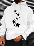Men's Hoodie Bold Geometric Pattern With Cascading Black Stars Hoodie