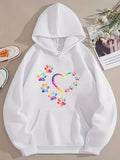 Men's Hoodie Colorful Rainbow Heart With Vibrant Paw Prints Surrounding The Center Heart