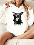 Women's Hoodie Playful Lifelike Dog Portrait With Tongue Out Hoodie