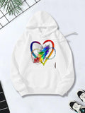Women's Hoodie Colorful Artistic Heart With Brush Stroke Accents Around A Painted Heart