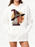 Women's Hoodie Vintage Halloween Witch Under Orange Moonlight Witch