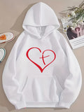 Men's Hoodie Minimalist Red Heart Outline With Gentle Flowing Line Art Heart