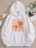 Men's Hoodie Year Of The Horse 2026 With Fiery Abstract Patterns Surrounding Spirit Animal Horse