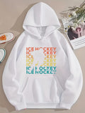 Men's Hoodie Ice Hockey Colorful Gradient Words Over Silhouette Of A Player Hoodie