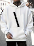 Men's Hoodie Minimal Design With Bold Black Vertical Stripe Hoodie
