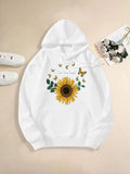 Women's Hoodie You Are My Sunshine Golden Sunflower Surrounded By Dancing Butterflies