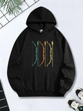 Women's Hoodie Colorful Minimal Graphic Lines Featuring Decorative Arrow Bow