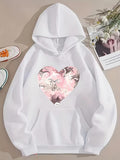 Men's Hoodie Romantic Pink Swirls And Gentle Marbling Heart Shape Motif Heart
