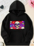 Men's Hoodie Psychedelic Neon Colors With Floating Candies And Party Skulls