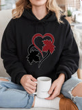Women's Hoodie Autumn Romance Maple Leaves Intertwined In Dual Heart Pattern