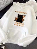 Men's Hoodie Never Underestimate Warm Radiant Sunlight With Watchful Curious Black Cat