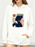 Women's Hoodie Abstract Plants And Sunshine Surrounding A Thoughtful Elegant Woman Silhouette