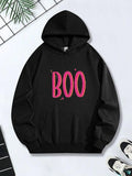 Women's Hoodie Bright Polka Dot Letters On Minimalist Halloween Boo Hoodie