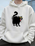 Men's Hoodie Wild Splatter With Spray Effect Surrounding A Screaming Black Cat