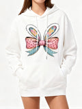 Women's Hoodie Colorful Dotted Pastel Ribbon With Playful Polka Dot Bow