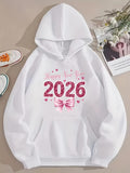Men's Hoodie Happy New Year With Sparkling Pink Bow Surrounded By Decorative Hearts Hoodie