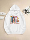 Women's Hoodie Flowers Blooming Among Colorful Books Surrounded By Florals Book