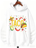 Men's Hoodie Taco Surrounded By Avocado Peppers Tomatoes And Sombrero Illustration Taco
