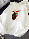 Men's Hoodie Christmas Squirrel Wrapped In Colorful Lights Wearing Festive Antlers Hoodie