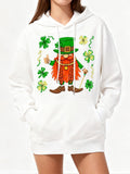 Women's Hoodie Lucky Charm With Shamrocks Spiraling Around Irish Leprechaun
