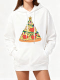 Women's Hoodie Colorful Vegetables And Cheese Pizza Slice Christmas Tree