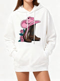 Women's Hoodie Pink Cowboy Hat And Brown Boots With Blossoming Roses