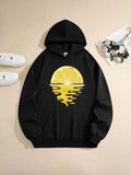 Women's Hoodie Golden Sunset Reflected Over Water With Citrus Lemon Slice