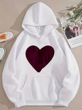 Men's Hoodie Simple Velvet Red Heart On Soft White Hoodie