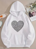 Men's Hoodie Minimalist Black Patterned Heart On Clean White Hoodie