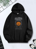 Women's Hoodie Halloween With Playful Carved Pumpkin Among Autumn Leaves Hoodie