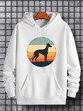 Men's Hoodie Muted Sunset Horizon With Silhouette Under Pastel Colored Sky Greyhound