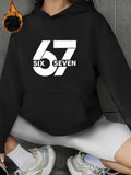 Women's Hoodie Bold Modern Numbers With Graphic Text Design Hoodie