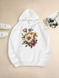 Women's Hoodie Blooming Wild Garden With Delicate Botanical Flowers In Soft Pastel Tones Hoodie