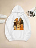 Women's Hoodie Adorable Eyes Playful Shaded Cartoon Style Cats Among Whimsical Group Cat