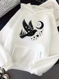 Men's Hoodie Starry Forest Night Sky With Flying Dove