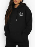 Women's Hoodie Outlined Monoline Flower With Minimalist Petals Design Flower