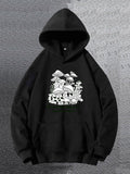 Men's Hoodie Playful Cartoon Mushrooms Surrounded By Forest Nature Elements Mushroom