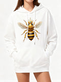 Women's Hoodie Golden Crowned Honeybee With Royal Wings Shimmering Under Soft Sunlight Bee
