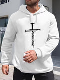 Men's Hoodie Bold Black Ink Sword Cross With Nails Art Sword